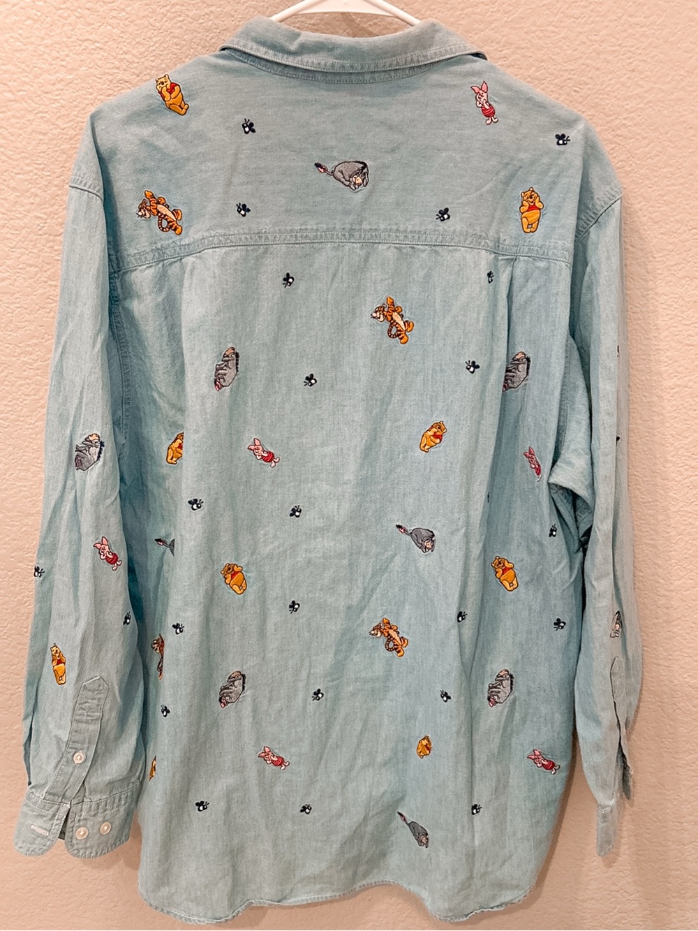 Vintage Disney Denim 100% Cotton Button Down Shirt XLarge Winnie The Pooh Womens - Picture 10 of 14